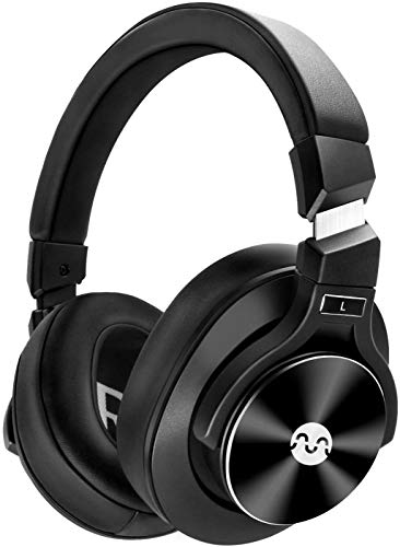 Super Brands LOTUZE NC75 Pro Active Noise Cancelling Headphones with Microphone Deep Bass Wireless Headphones Over Ear, Comfortable Protein Earpads, High-Fidelity Audio, 40 Hours Playtime for Travel/Work, Black