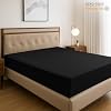 LUX Decor Queen Fitted Sheet Only - Easy to Fit 360 Elastic Microfiber Sheets - 16 Inches Deep Pocket - Wrinkles Fade Resistant - Black