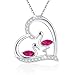 JUSTKIDSTOY Flamingo Necklace 925 Sterling Silver Animal Heart Pendant with Cubic Zirconia, Flamingo Bird Pendant Necklace Christmas Gifts for Women Girlfriend Sister