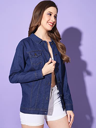 Image of Buynewtrend Buttoned Flap Pockets Women Long Denim Jacket