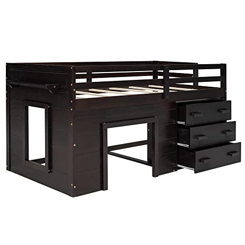 Ballcasttwinsizelowloftbedwithsafetyguardrailstairwoodenbedframewcabinetshelfsolidconstructionnospringboxneededfurnituresetforboysgirlskeensstudybedroomespresso  Urban Country Home Decor Ball cast twin size low loft bed with safety guardrail stairwooden bedframe wcabinet shelfsolid constructionno spring box neededfurniture set for boys girls keens study bedroomespresso  urban country home decor