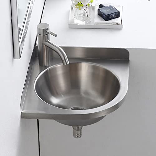 Jianfei Corner Sink,Bar Sink Triangle Wash Basin,Stainless Corner Sink Mini Vanity Space Kitchen Sink Basin For Bathroom Public Places (Color : Silver, Size : A(32X32X45Cm)) #TOP1