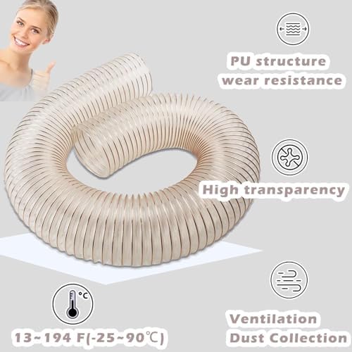 50ft Dust Collection Hose System - 1" to 6" Diameter Air Duct Vacuum Hose for Woodworking, Shop Vac, Industrial Dust Extraction, Heavy-Duty Performance