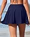 Aqua Eve Women Swim Skirt Tummy Control Swimsuit Skirt High Waisted Bathing Suit Bottom (Available in Plus) Navy Blue L