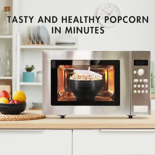 Image of The Original Korcci Microwaveable Silicone Popcorn Popper, BPA Free Microwave Popcorn Popper, Collapsible Microwave Popcorn Maker Bowl, Dishwasher Safe - Black