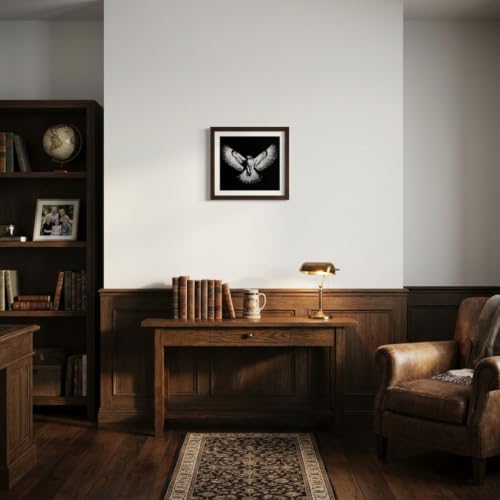 Hawk Wall Art, Black & White Bird Of Prey Art Print, 12x12in (30x30cm) — view 5