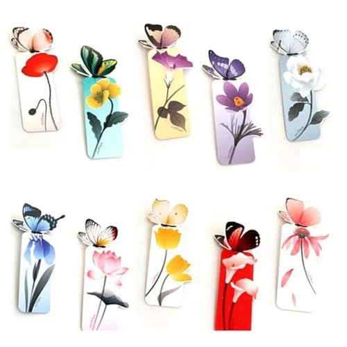 Marque-pages stéréo 3D papillon lot de 20 avec imprimé floral pour la lecture scolaire