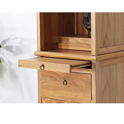 Buddhistischer Altar, Alter buddhistischer Nischen-Standschrank von Yumu, Opferschrank für den Gott des Reichtums, Opferplattform aus Massivholz, Opfertisch für den Haushalt, Guanyin mit Tür, Ni