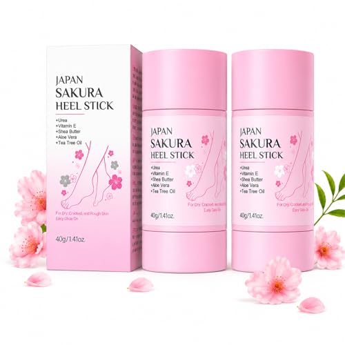 ZENKLET Japan Sakura Foot Heel Stick Sakura Scent Cracked Heel Repair Sticks with Shea Butter Foot Balm for Hands Heels Elbows Knees and More (2Pcs)