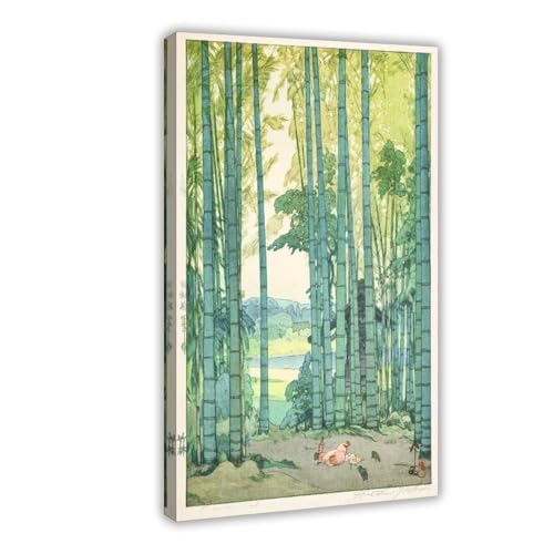 Bamboo Grove Hiroshi Yoshida déco murale asiatique grand poster avec cadre bois 61x91