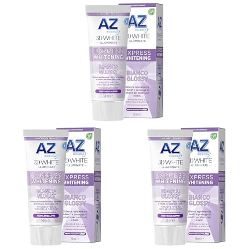 AZ Dentifricio 3DWhite Illuminate Express Whitening Bianco Glossy 50ml. 1 Dentifricio (Confezione da 3)
