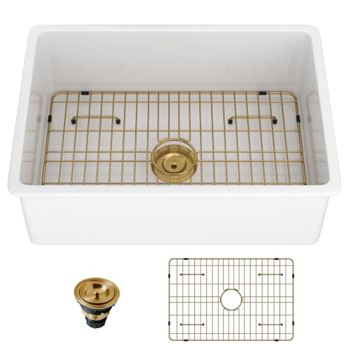 Lordear 27 Inch White Undermount Kitchen Sink Fireclay
