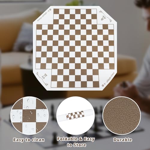Juego de mesa de ajedrez para 3 o 4 jugadores con tablero de cuero miniatura 4