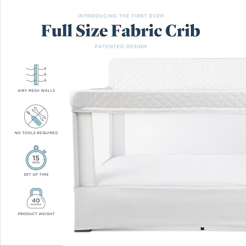 Image of Baby Delight Lunaire Full Size Crib | Breathable Mesh Baby Crib | Tool-Free Assembly Baby Bed | Driftwood Grey