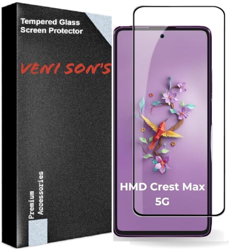 Image of VENI SON'S Scratch And Tear Resistant, Crystal Clear Edge to Edge Tempered Glass Screen Protector Guard Compatible With HMD Crest Max