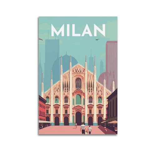 Poster Milan 50x75 cm HAYZE toile murale vintage pour décoration de ville