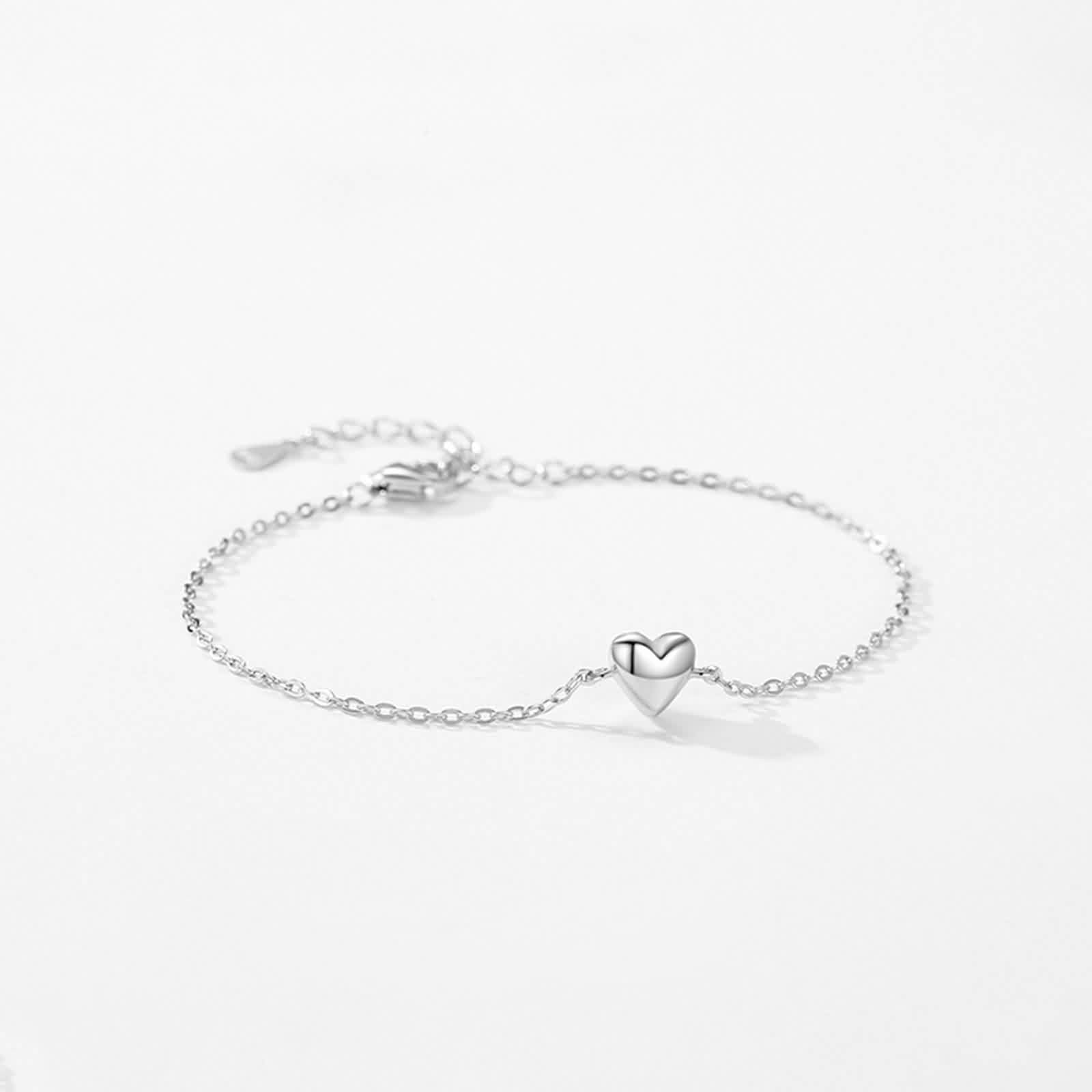 Bracciale da donna in oro giallo 750 18 carati, catena a cuore, vero platino PT950