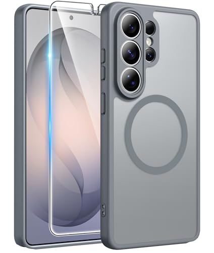 Image of FNTCASE for Samsung Galaxy S26-Ultra Case: [Fit for Magsafe] [Full Camera Protection] Translucent Matte Cases with [Screen Protector] Military Grade Shockproof Protective Phone Cover - Gray