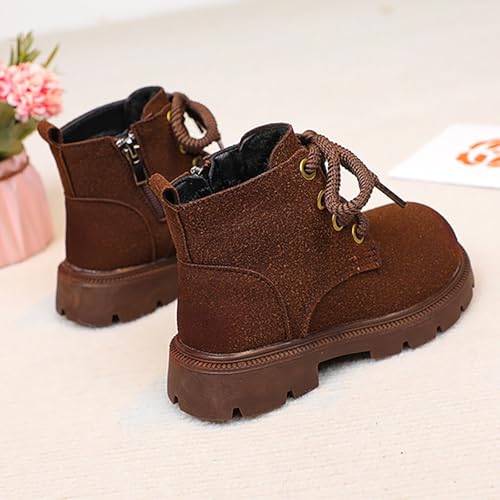 IWIHMIV Girls Short Boots Kids Ankle Boots With Zipper Outdoor Non Slip Dress Low Heels Booties for Toddler3
