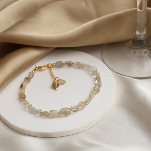 Gempires Natural Nuggets Bracelet Handmade Jewelry With 7 + 1 Inch 14k Yellow Gold Plated Adjustable Chain4