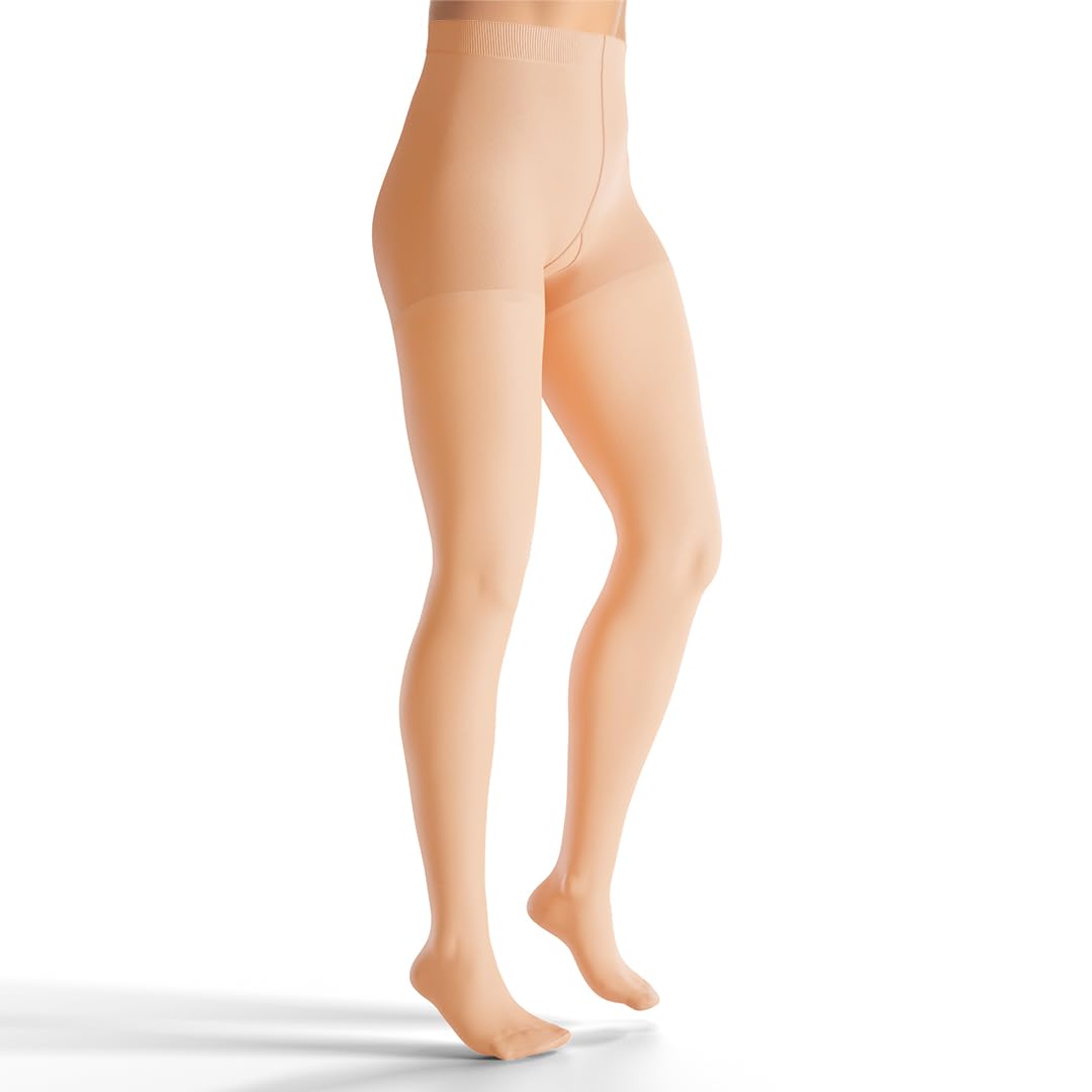 JOBST UltraSheer Waist-High Compression Stockings for Women - Closed Toe - Medical Compression 20-30 mmHg - For Varicose and Spider Veins - Helps Prevent Swelling - Natural, Large