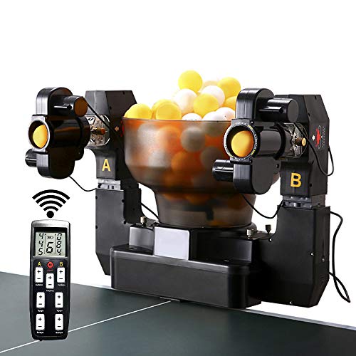 Shikha Single/Dual Table Tennis Training Double-Ended Robot 2-Outlets Ball,Automatic Ping Pong Ball Training Machine with 9 Kinds Spin Balls(Dual Head)