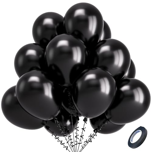 Kelfara Black Balloons Party Balloons 100 Pcs 12 Inch Black Latex Balloons for New Years Eve Birthday Wedding Anniversary Graduation Black Theme Party Decorations 2026