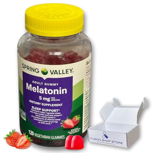 Melatonin Gummies 5mg- Strawberry Flavor Non GMO, 120ct (Pack of 1), Boxed by Fusion Shop Store