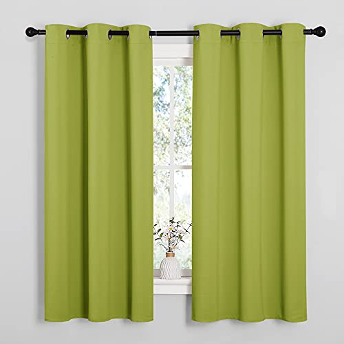 Image of NICETOWN Thermal Insulated Solid Grommet Top Blackout Holiday Decorative Curtains /Drapes for Kid's Room (1 Pair, 42 x 63 inches in Fresh Green)
