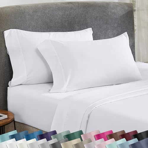 California Design Den Standard Queen Size Pillowcase Set - 400 Thread Count, 100% Cotton Sateen, Set of 2 Pillow Covers, Soft and Breathable - Bright White