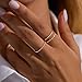 Gokeey Gold Rings for Women Non Tarnish 14K Gold Plated Stackable Thin Rings Dainty Stacking Thumb Rings Set Cute Knuckle Pinky Promise Engagement Wedding Band Rings Trendy Jewelry Gift