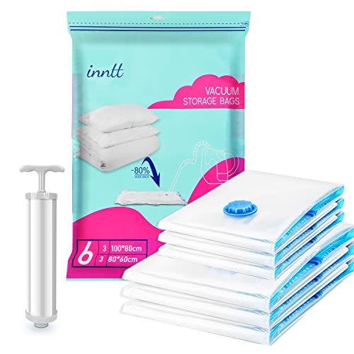 Vacuum Storage Bags 6 Pack (3 Jumbo, 3 Large), Space Saver Bags Compression Storage Bags for Comforters And Blankets, Storage Bags Vacuum Sealed for Clothes Storage, Hand Pump Included Vacuum Storage Bags 6 Pack (3 Jumbo, 3 Large), Space Saver Bags Compression Storage Bags for Comforters And Blankets, Storage Bags Vacuum Sealed for Clothes Storage, Hand Pump Included