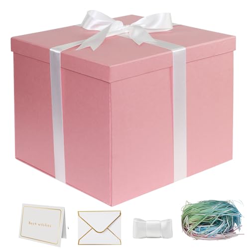 YINUOYOUJIA Caixa de presente grande, 30 x 30 x 25 cm, caixas de presente rosa para presentes, caixa de presente de aniversário, para embalagem, dia dos namorados, dia das mães, Natal, aniversários.