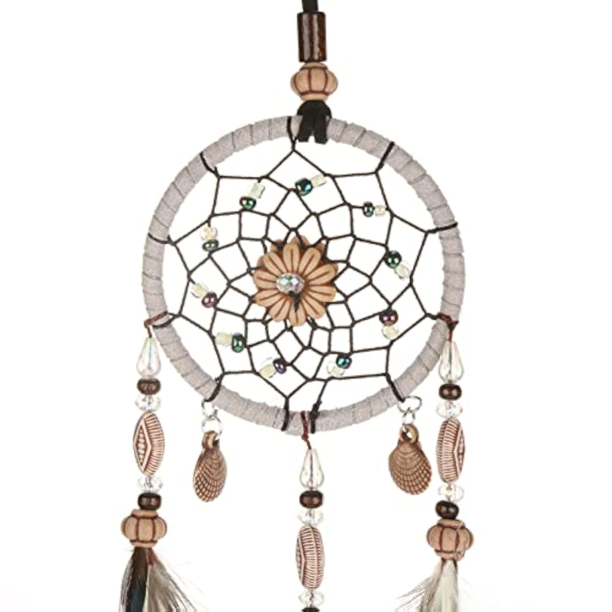Creative Handmade Dream Catcher with Feather Shells Car Pendant