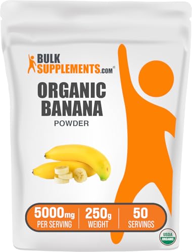 BulkSupplements.com Organic Banana Powder - Banana Fruit Powder, Nutrient Rich - Air-Dried & Gluten Free, 5g per Serving, 250g (8.8 oz) (Pack of 1)