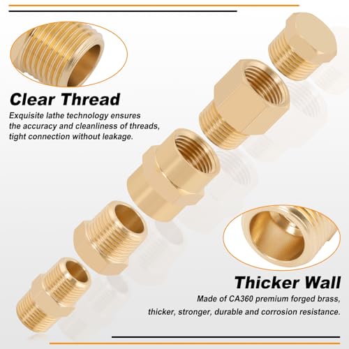 Image of KOOTANS 96PCS Brass Pipe Fittings Assortment Kit - NPT Adapter, Reducer Bushing, Hex Nipple, Coupling, Head Plug, 45 & 90 Degree Barstock Street Elbow, Tee Fittings Kit