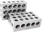 Accusize Industrial Tools Precision 1-2-3 Blocks 2Pcs/Set, Steel Hardened, EG02-0411 | Hardened Steel HRC 50-60, 0.0002 in Parallelism, 0.0003 in/1 in Squareness, 5 Tapped 3/8-16, EG06-0411