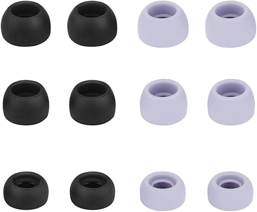 Puntas de repuesto compatibles con Samsung Galaxy Buds Pro  Puntas flexibles de goma de silicona para auriculares  S M L 6 pares (negro + morado)