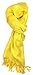 Plum Feathers Premium Solid Color and Metallic Fashion Scarf, Womens Pashmina Shawl Wrap with Fringes (Yellow)