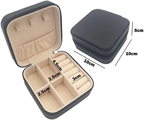 FomCcu Jewelry Storage Box Portable Earrings Rings Organizer Necklace Bracelets Jewellery Box Jewelry Case Gift for Women and Girls, Black