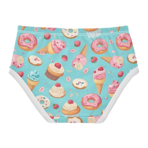 Wusikd Cute Ice Cream Girls' Underwear Cotton Doughnuts Girls Briefs Soft Toddler Underwear 2T2
