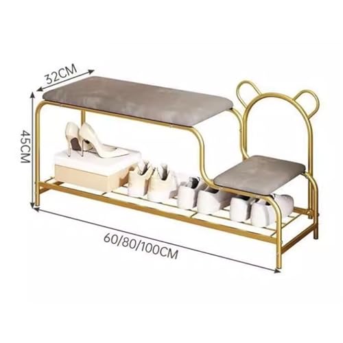 Étagère à en métal 2 niveaux dorée moderne pour entrée chic