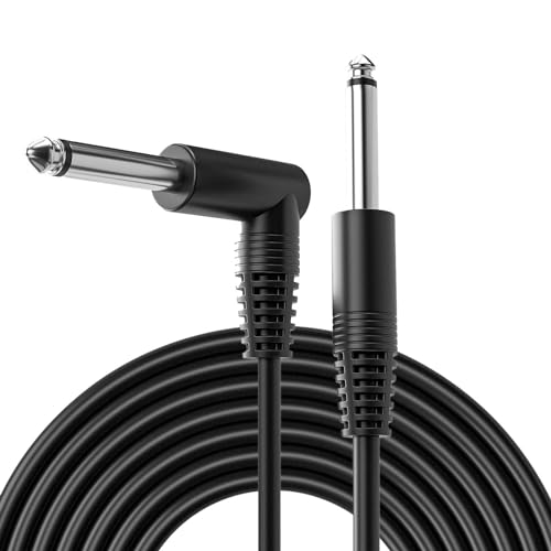 VKheroKV GC-MS2S TS 1/4 Inch Instrument Cable Compatible with Electric Guitar, Bass, Drums, Pedals, Amplifiers, Preamps, Mixers, GC-MS2S (Right Angle-to-Straight, 15Feet(1Pack))