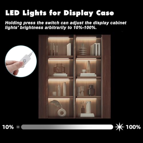 Image of JUSJUBR Natural White 4 Pack Dimmable Shelf Lighting with Memory Function, 12 inch 4000K Bookshelf Lighting, LED Lights for Display Case /Pantry /Closet /Safe