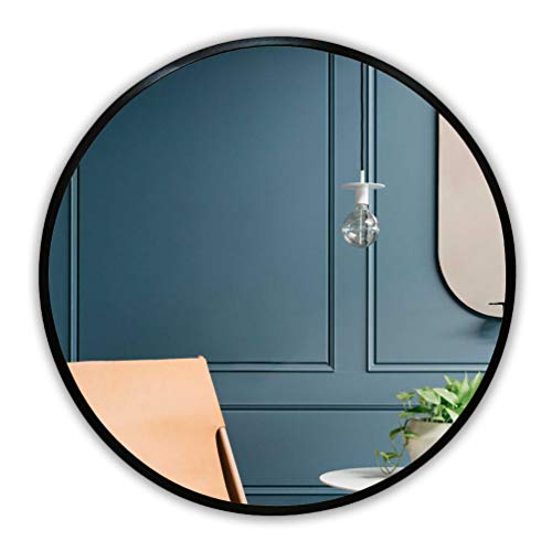 Aloni Wall Mirror ,Black Mirror,Round Mirror with Metal Frame ,Big Decorative Mirror for Bathrooms, Bedrooms, Living Room , 34 inch Vanity Mirror,Classic Style Mirror,Circle Mirror