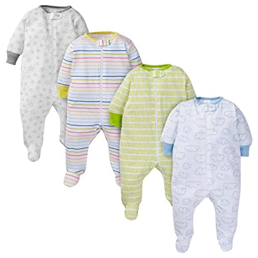 Onesies Brand baby girls 4-pack Sleep 'N Play infant and toddler bodysuit footies, Clouds, 0-3 Months US