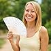 JOHOUSE 12 Pcs White Fabric Folding Hand Fans 8.3 Inch – Foldable Handheld Fans for Women, Wedding Guest Gifts, Party Favors, Dancing Props, DIY Crafts & Summer Cooling