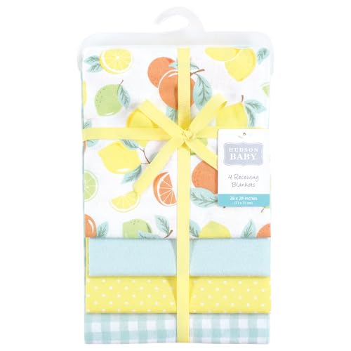 Image of Hudson Baby Unisex Baby Cotton Flannel Receiving Blankets, Citrus Mint, One Size