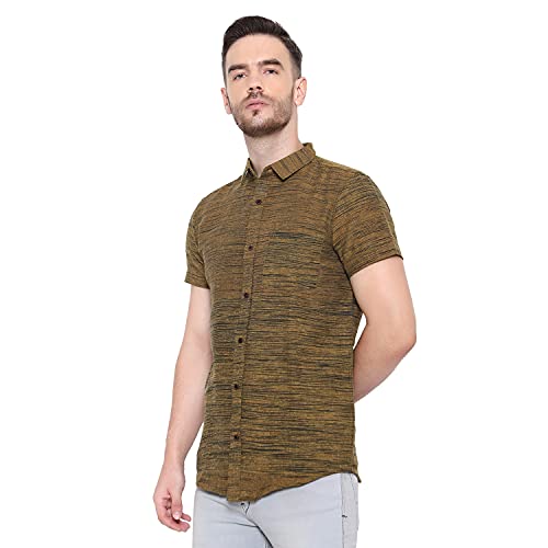 Image of LATEST CHIKAN Men's Cotton Blend Textured Half Sleeves Shirt