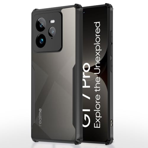 Image of Pikkme Crystal Clear Transparent Back Cover | Ultra Hyrbid | Full Camera Protection | Raised Edge | Bumper Case for Realme GT 7 Pro 5G (Black)